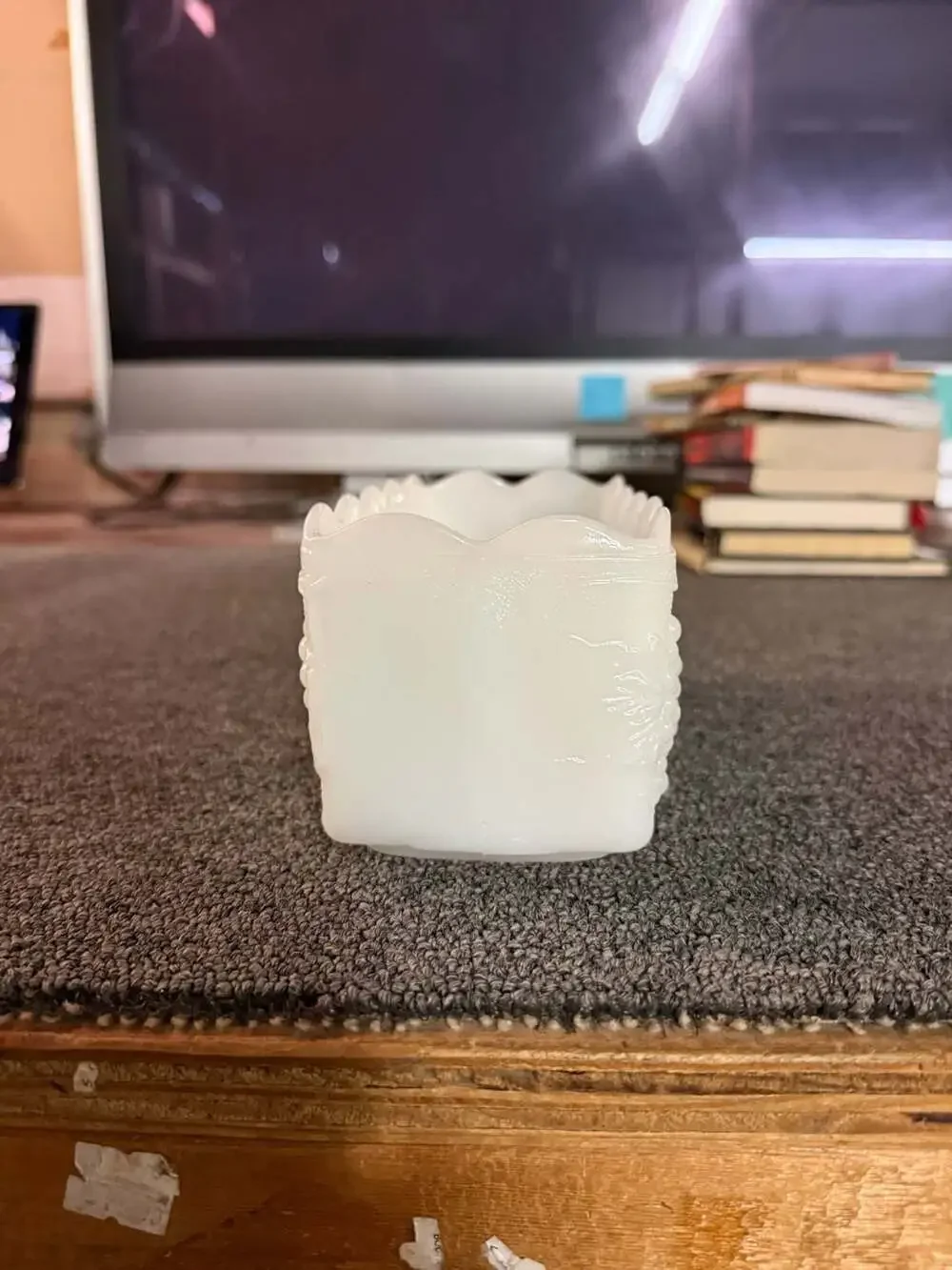 Anchor Hocking Fire King Milk Glass Grape Window Planter